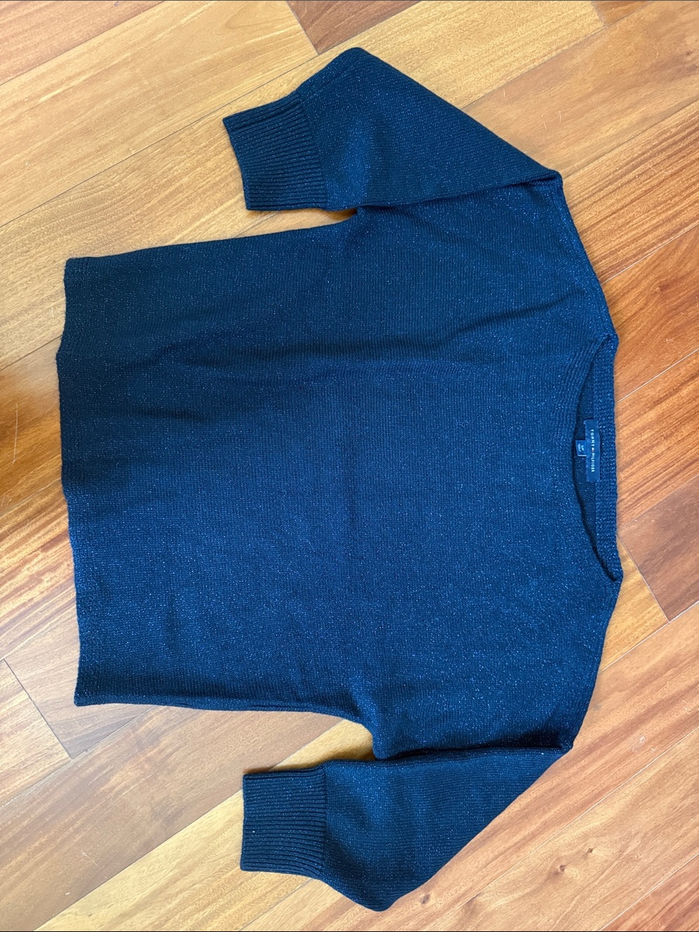 Tommy Hilfiger Boatneck Dolman Sleeve Sparkle Sweater Navy